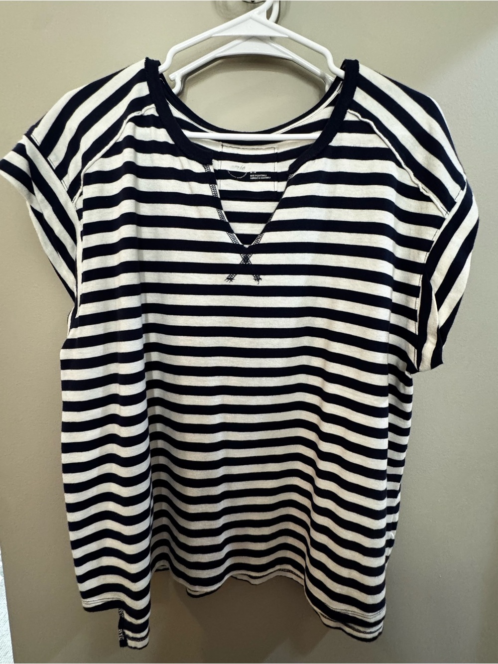 aerie navy and White Striped Short Sleeve Tee